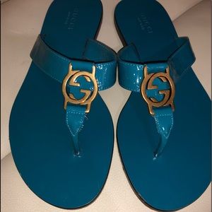 Authentic Gucci Logo Leather Sandals